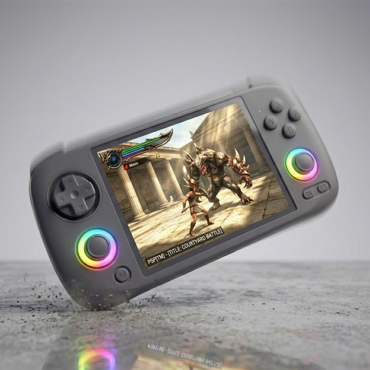 Fidgix Nova™ console with colorful buttons displaying a video game on its screen.