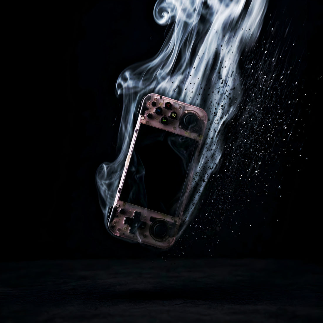 Phone case with smoke effect on a dark background