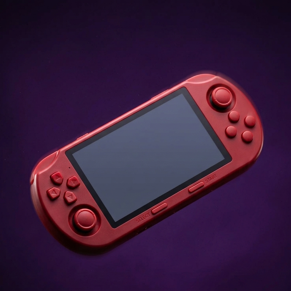 Red Fidgix Nano Pro™ console on a purple background