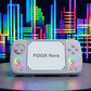 FIDGIX Nova handheld device with colorful digital display in the background